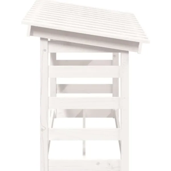Tilbehør Til Brændeovne & Pejse^The Living Store brændestativ 108x64,5x78 cm massivt fyrretræ hvid - Brændekurve – tilbehør