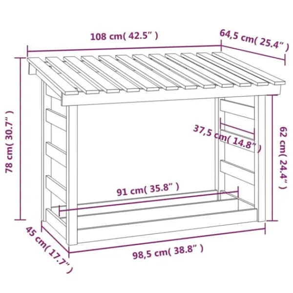 Tilbehør Til Brændeovne & Pejse^The Living Store brændestativ 108x64,5x78 cm massivt fyrretræ hvid - Brændekurve – tilbehør
