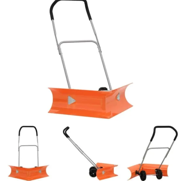 The Living Store dobbeltvinklet sneskovl med udvideligt håndtag stål orange - Sneskovle Snerydning