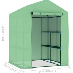 Best The Living Store drivhus med hylder 143x143x195 cm stål - Drivhuse Drivhus