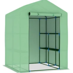 Best The Living Store drivhus med hylder 143x143x195 cm stål - Drivhuse Drivhus