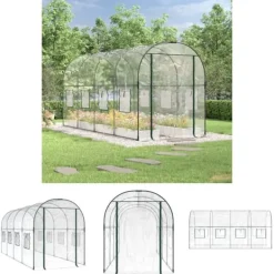 Clearance The Living Store drivhus 160x400x190 cm PVC og pulverlakeret stål transparent - Drivhuse Drivhus