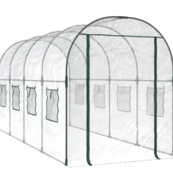 Clearance The Living Store drivhus 160x400x190 cm PVC og pulverlakeret stål transparent - Drivhuse Drivhus