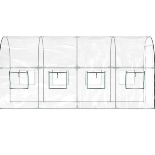 Clearance The Living Store drivhus 160x400x190 cm PVC og pulverlakeret stål transparent - Drivhuse Drivhus