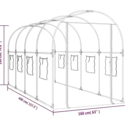 Clearance The Living Store drivhus 160x400x190 cm PVC og pulverlakeret stål transparent - Drivhuse Drivhus
