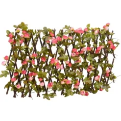 Buer, Spalier, Lysthuse Uden Tag^The Living Store espalier med kunstig vedbend 180x20 cm udvidelig mørk pink - Havehegn