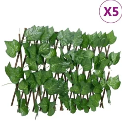 Buer, Spalier, Lysthuse Uden Tag^The Living Store espalier 5 stk. med kunstige vinblade 180x20 cm udvidelig grøn - Havehegn