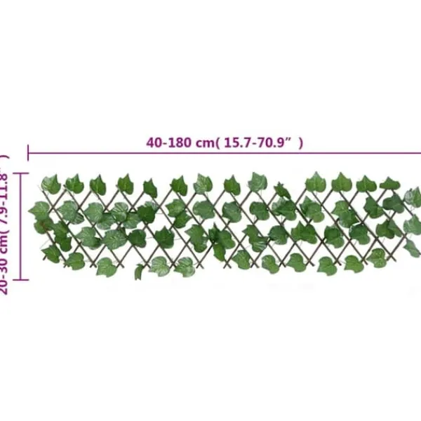 Buer, Spalier, Lysthuse Uden Tag^The Living Store espalier 5 stk. med kunstige vinblade 180x20 cm udvidelig grøn - Havehegn