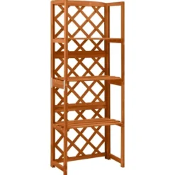 Clearance The Living Store espalier med hylder 55x30x140 cm massivt grantræ - Havebuer, espalierer & pergolaer Buer, Spalier, Lysthuse Uden Tag