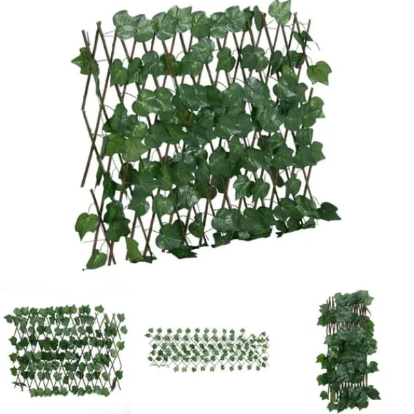 Buer, Spalier, Lysthuse Uden Tag^The Living Store espalier med kunstige vinblade 190x60 cm udvidelig grøn - Havehegn
