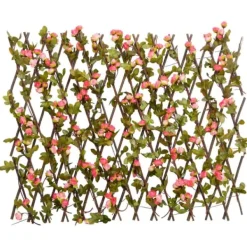 Outlet The Living Store espalier med kunstig vedbend 180x60 cm udvidelig mørk pink - Havehegn Buer, Spalier, Lysthuse Uden Tag