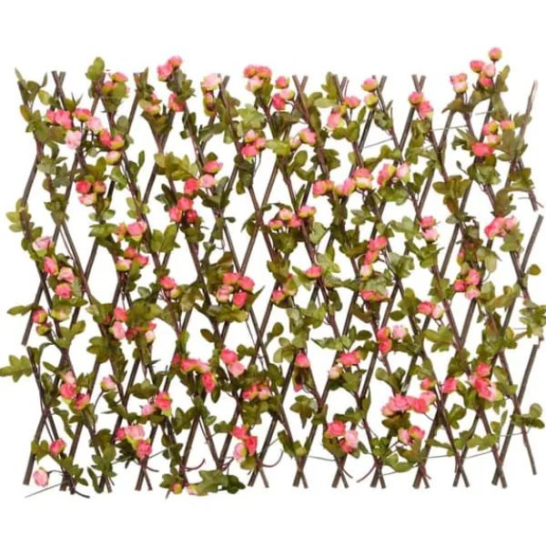 Outlet The Living Store espalier med kunstig vedbend 180x60 cm udvidelig mørk pink - Havehegn Buer, Spalier, Lysthuse Uden Tag