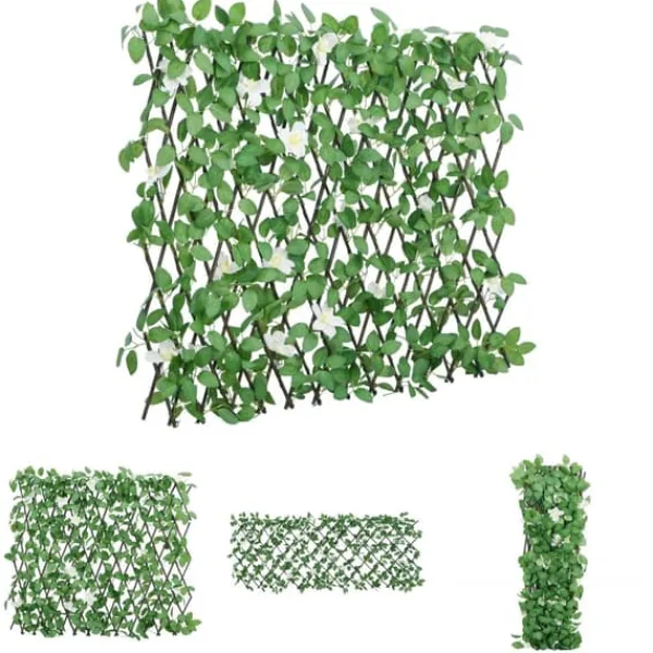 Buer, Spalier, Lysthuse Uden Tag^The Living Store espalier med kunstig vedbend 186x30 cm udvidelig grøn - Havehegn