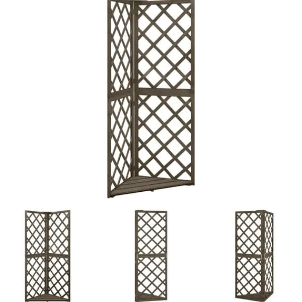 Buer, Spalier, Lysthuse Uden Tag^The Living Store espalier til hjørne 50x50x145 cm massivt grantræ grå - Havebuer, espalierer & pergolaer