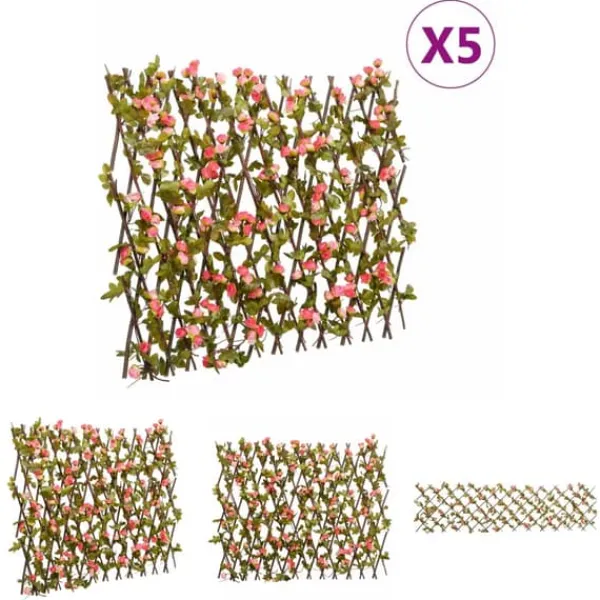 Buer, Spalier, Lysthuse Uden Tag^The Living Store espalierer med kunstig vedbend 5 stk. 180x60 cm udvidelig pink - Havehegn