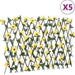 Clearance The Living Store espalierer med kunstig vedbend 5 stk. 180x60 cm udvidelig gul - Havehegn Buer, Spalier, Lysthuse Uden Tag