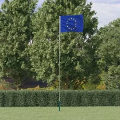 Best The Living Store Europaflag og flagstang 5,55 m aluminium - Flag & vimpler Flag & Vindposer