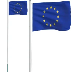 Flag & Vindposer^The Living Store Europaflag og flagstang 6,23 m aluminium - Flag & vimpler