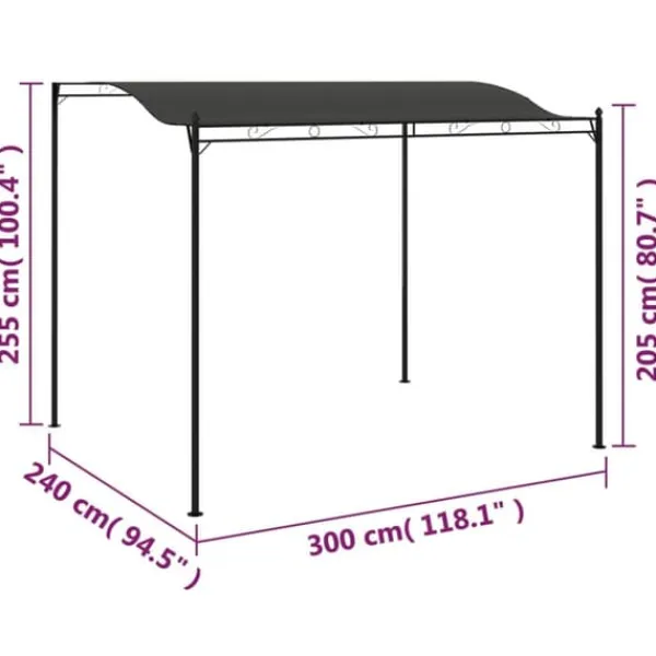 Best The Living Store fast markise 3x2,4 m antracitgrå - Festtelte & havepavilloner Telte & Lysthuse