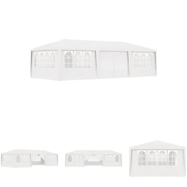 Telte & Lysthuse^The Living Store festtelt med sidevægge 4x9 m 90 g/m² hvid - Festtelte & havepavilloner