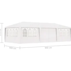 Telte & Lysthuse^The Living Store festtelt med sidevægge 4x9 m 90 g/m² hvid - Festtelte & havepavilloner