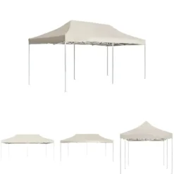 Sale The Living Store foldbart festtelt aluminium 6 x 3 m cremefarvet - Festtelte & havepavilloner Telte & Lysthuse