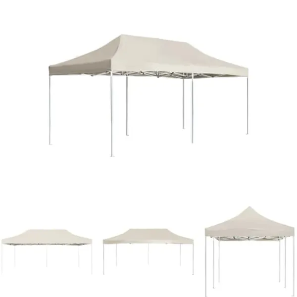 Sale The Living Store foldbart festtelt aluminium 6 x 3 m cremefarvet - Festtelte & havepavilloner Telte & Lysthuse