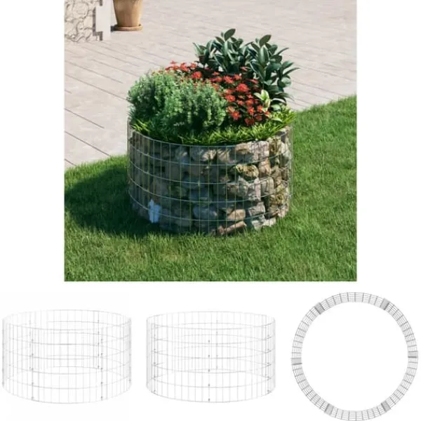 Discount The Living Store gabionsøjle Ø100x50 cm galvaniseret stål rund - Havehegn Krukker & Plantebeholdere