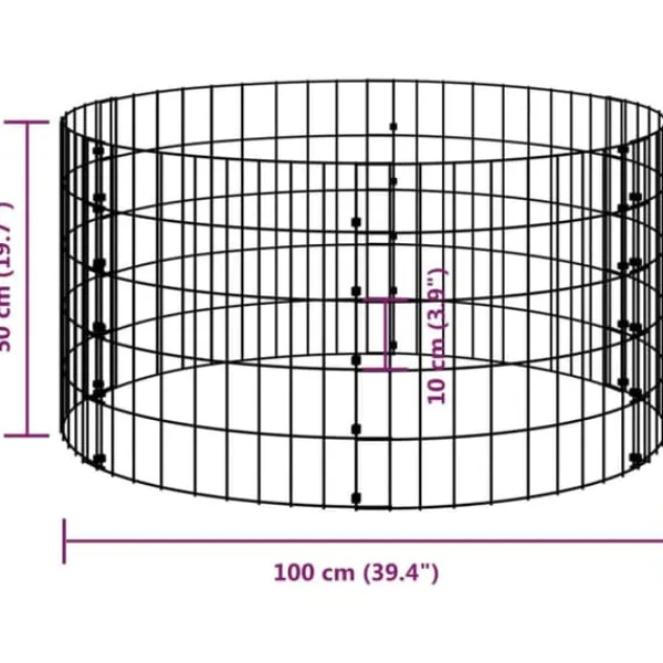 Discount The Living Store gabionsøjle Ø100x50 cm galvaniseret stål rund - Havehegn Krukker & Plantebeholdere
