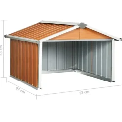 Clearance The Living Store garage til robotplæneklipper 92x97x63 cm galvaniseret stål brun - Skure & Redskabsskure Skure, Garager & Carports
