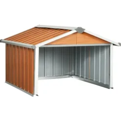 Clearance The Living Store garage til robotplæneklipper 92x97x63 cm galvaniseret stål brun - Skure & Redskabsskure Skure, Garager & Carports