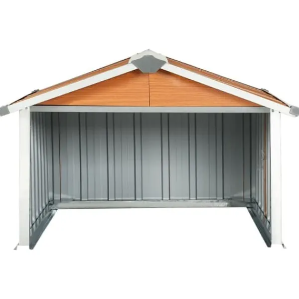 Clearance The Living Store garage til robotplæneklipper 92x97x63 cm galvaniseret stål brun - Skure & Redskabsskure Skure, Garager & Carports