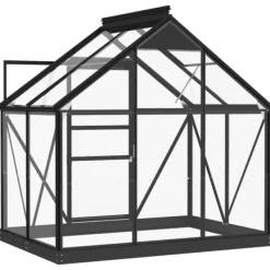 Drivhus^The Living Store glasdrivhus 155x103x191 cm aluminium antracitgrå - Drivhuse