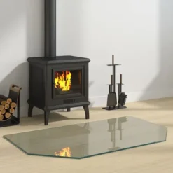 Tilbehør Til Brændeovne & Pejse^The Living Store glasplade til pejs 100x60 cm sekskantet - Glas