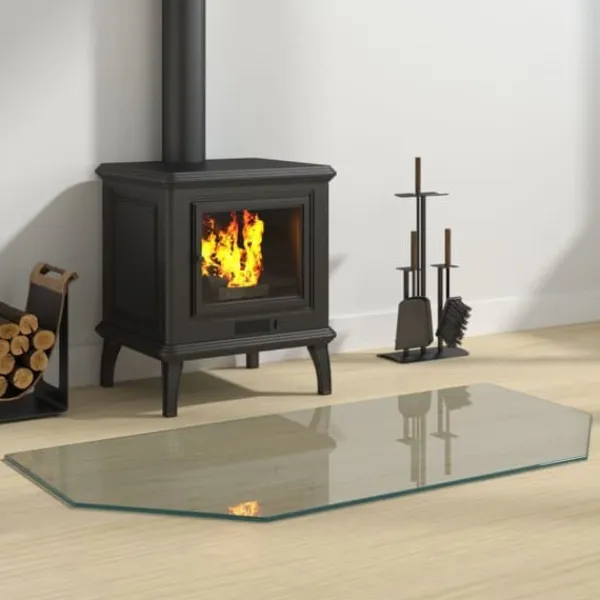 Tilbehør Til Brændeovne & Pejse^The Living Store glasplade til pejs 100x50 cm sekskantet - Glas