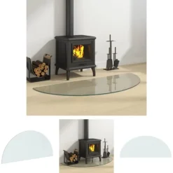Outlet The Living Store glasplade til pejs 1200x500 mm halvrund - Glas Tilbehør Til Brændeovne & Pejse