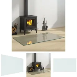 Tilbehør Til Brændeovne & Pejse^The Living Store glasplade til pejs 100x60 cm rektangulær - Glas