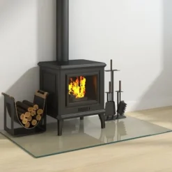 Tilbehør Til Brændeovne & Pejse^The Living Store glasplade til pejs 100x60 cm rektangulær - Glas