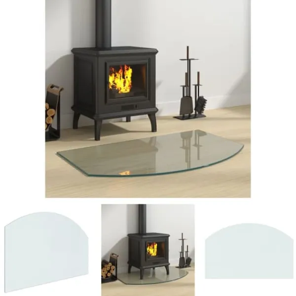 Tilbehør Til Brændeovne & Pejse^The Living Store glasplade til pejs 80x50 cm - Glas