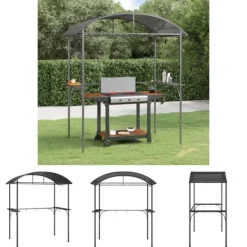 Telte & Lysthuse^The Living Store grillpavillon med sidehylder 220x115x230 cm stål antracitgrå - Festtelte & havepavilloner