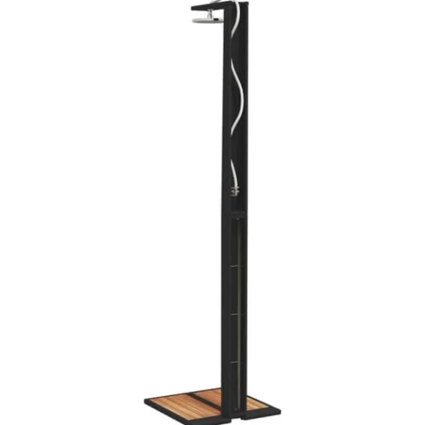 Pool- & Spatilbehør^The Living Store havebruser 50x55x224 cm polyrattan og akacietræ sort - Pool & spa – tilbehør