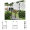 Discount The Living Store havebue med låge 108x45x235 cm stål sort - Havebuer, espalierer & pergolaer Buer, Spalier, Lysthuse Uden Tag