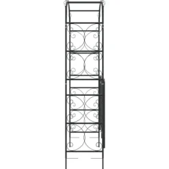 Discount The Living Store havebue med låge 108x45x235 cm stål sort - Havebuer, espalierer & pergolaer Buer, Spalier, Lysthuse Uden Tag