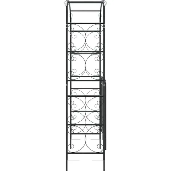 Discount The Living Store havebue med låge 108x45x235 cm stål sort - Havebuer, espalierer & pergolaer Buer, Spalier, Lysthuse Uden Tag