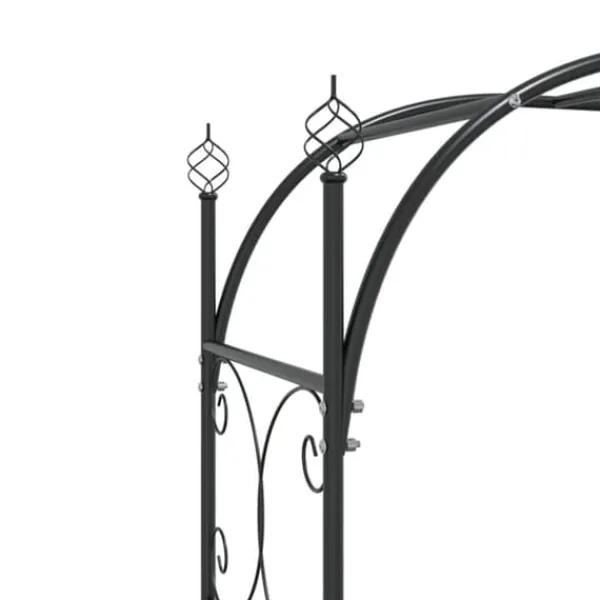 Discount The Living Store havebue med låge 108x45x235 cm stål sort - Havebuer, espalierer & pergolaer Buer, Spalier, Lysthuse Uden Tag