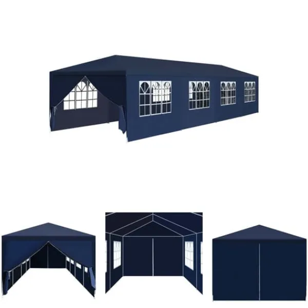 Telte & Lysthuse^The Living Store havefesttelt 3 x 12 m blå - Festtelte & havepavilloner