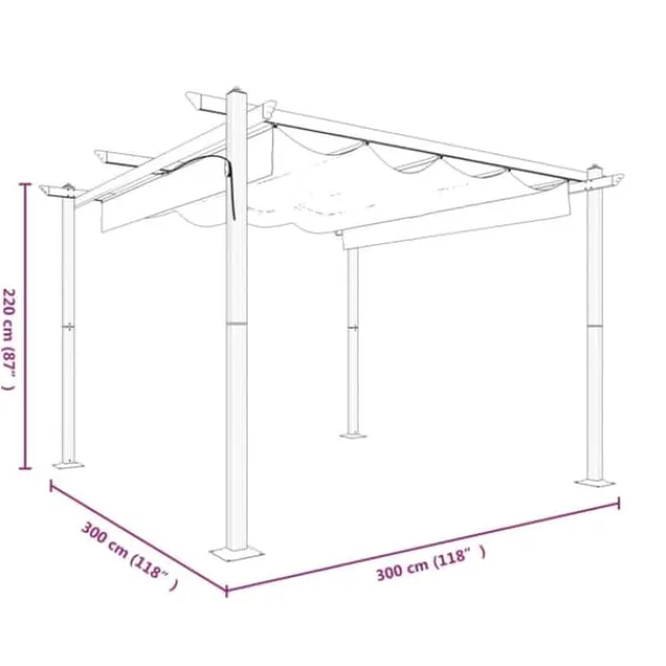 Buer, Spalier, Lysthuse Uden Tag^The Living Store havepavillon med sammenrulleligt tag 3x3 m gråbrun - Festtelte & havepavilloner