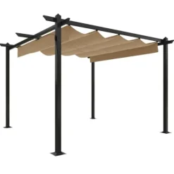 Buer, Spalier, Lysthuse Uden Tag^The Living Store havepavillon med sammenrulleligt tag 3x3 m gråbrun - Festtelte & havepavilloner