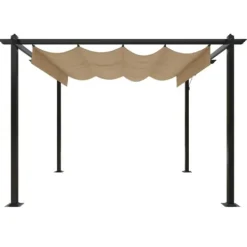 Buer, Spalier, Lysthuse Uden Tag^The Living Store havepavillon med sammenrulleligt tag 3x3 m gråbrun - Festtelte & havepavilloner