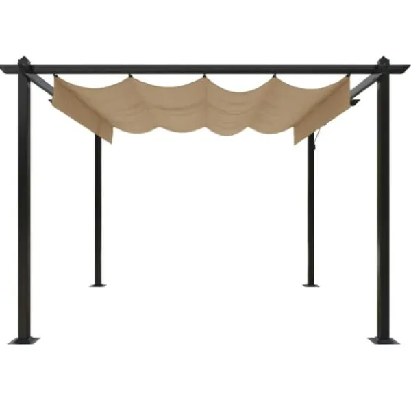 Buer, Spalier, Lysthuse Uden Tag^The Living Store havepavillon med sammenrulleligt tag 3x3 m gråbrun - Festtelte & havepavilloner